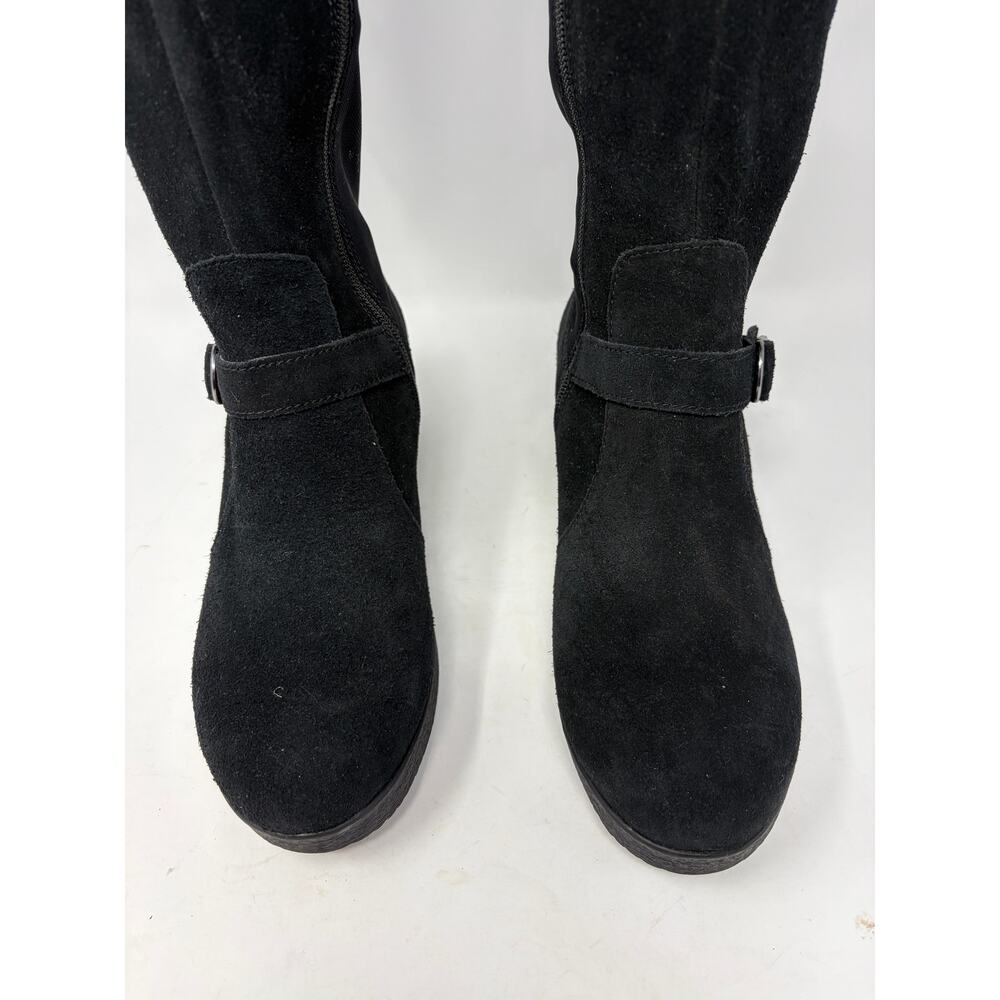 Dansko women's Shelia tall wedge boots EU 39 black suede $210 knee high - Picture 3 of 11